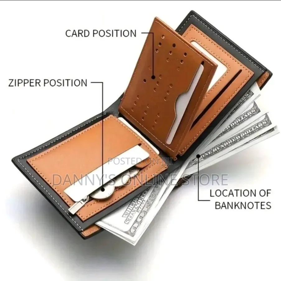 Men's Business Wallet - Elegant Black Leather With 3d Embossed Lion.