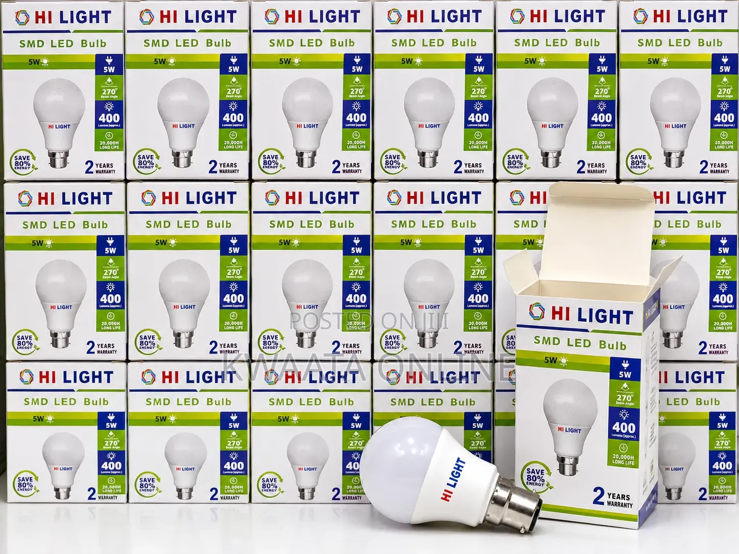 (100pc in a Box) Hi Light 5watts, SMD Led Bulb – Energy Saving