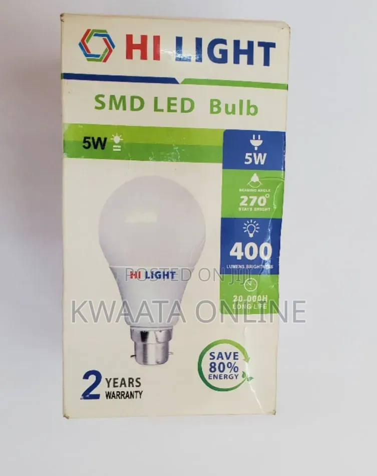 (100pc in a Box) Hi Light 5watts, SMD Led Bulb – Energy Saving
