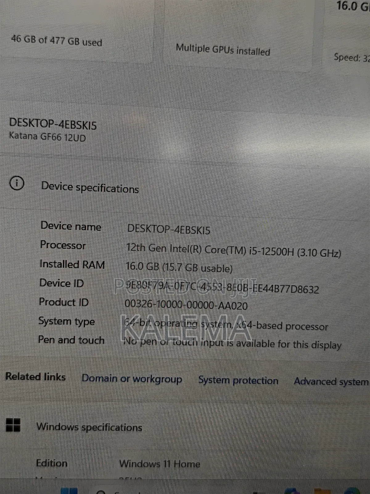 Laptop MSI Katana GF66 16GB Intel Core i5 SSD 512GB