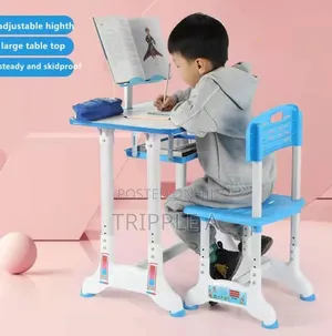 Adjustable Height Children Kids Study Table and Chair Set
