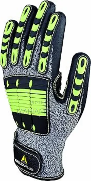 Industrial Work Gloves With High-visibility Yellow Knuckle Padding .