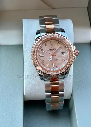 Rose Gold Face Women's Original Rolex Wrist Analog Time Piece