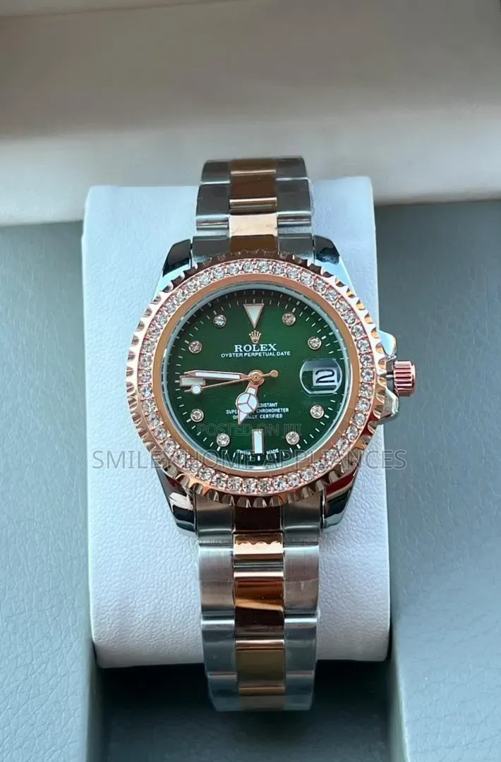 Green Face Rolex Women's Automatic Analog Wrist Time Piece