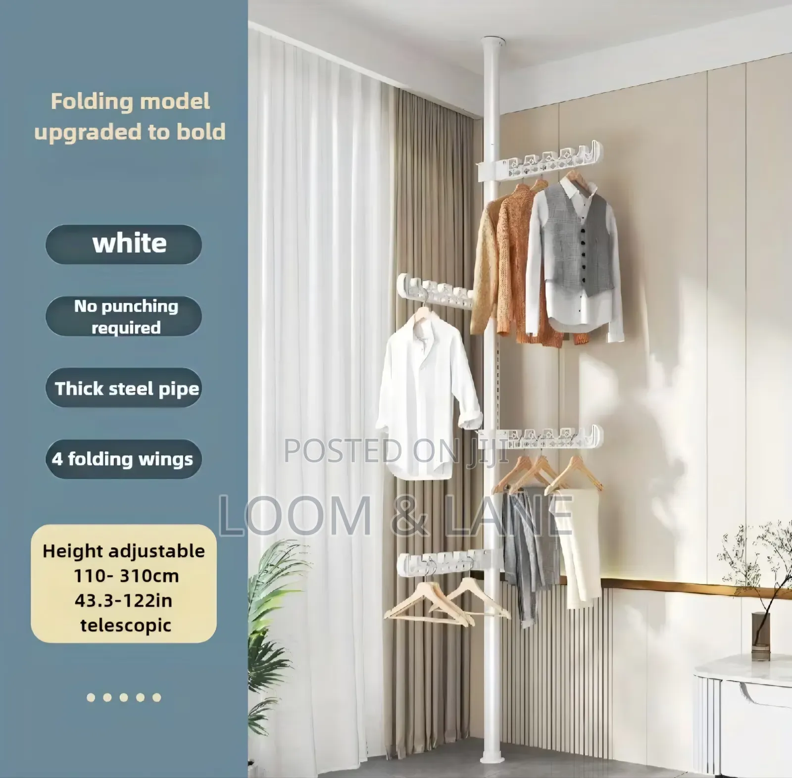 Wall-Mounted Adjustable Clothes Rack