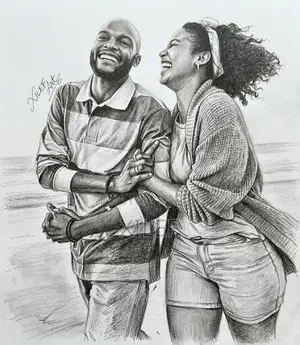 Custom Pencil Art Portrait for Lovers — Beautiful Affordable