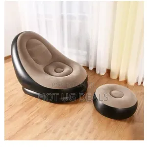 Inflatable Air Sofa-brown With A Pump - Black