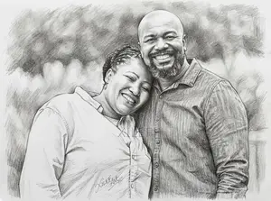 Pencil Portrait to Celebrate the Gift of Marriage — Happy Anniversary