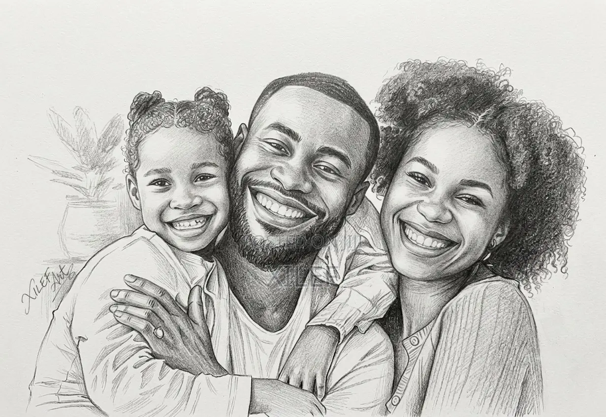 Family Pencil Art, a Legacy on Your Wall — Let's Draw You All