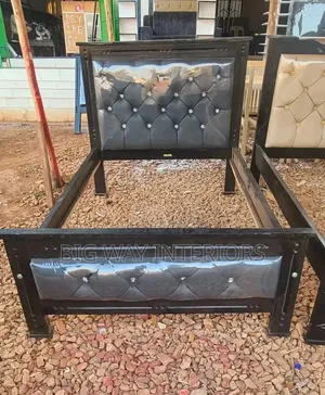 4 by 6 Frame Leather Bed Black