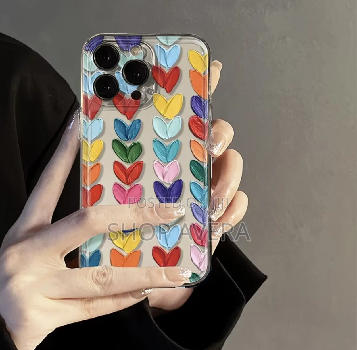 Rainbow Heart Graffiti Shockproof Clear Case for iPhone