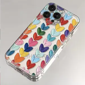 Rainbow Heart Graffiti Shockproof Clear Case for iPhone