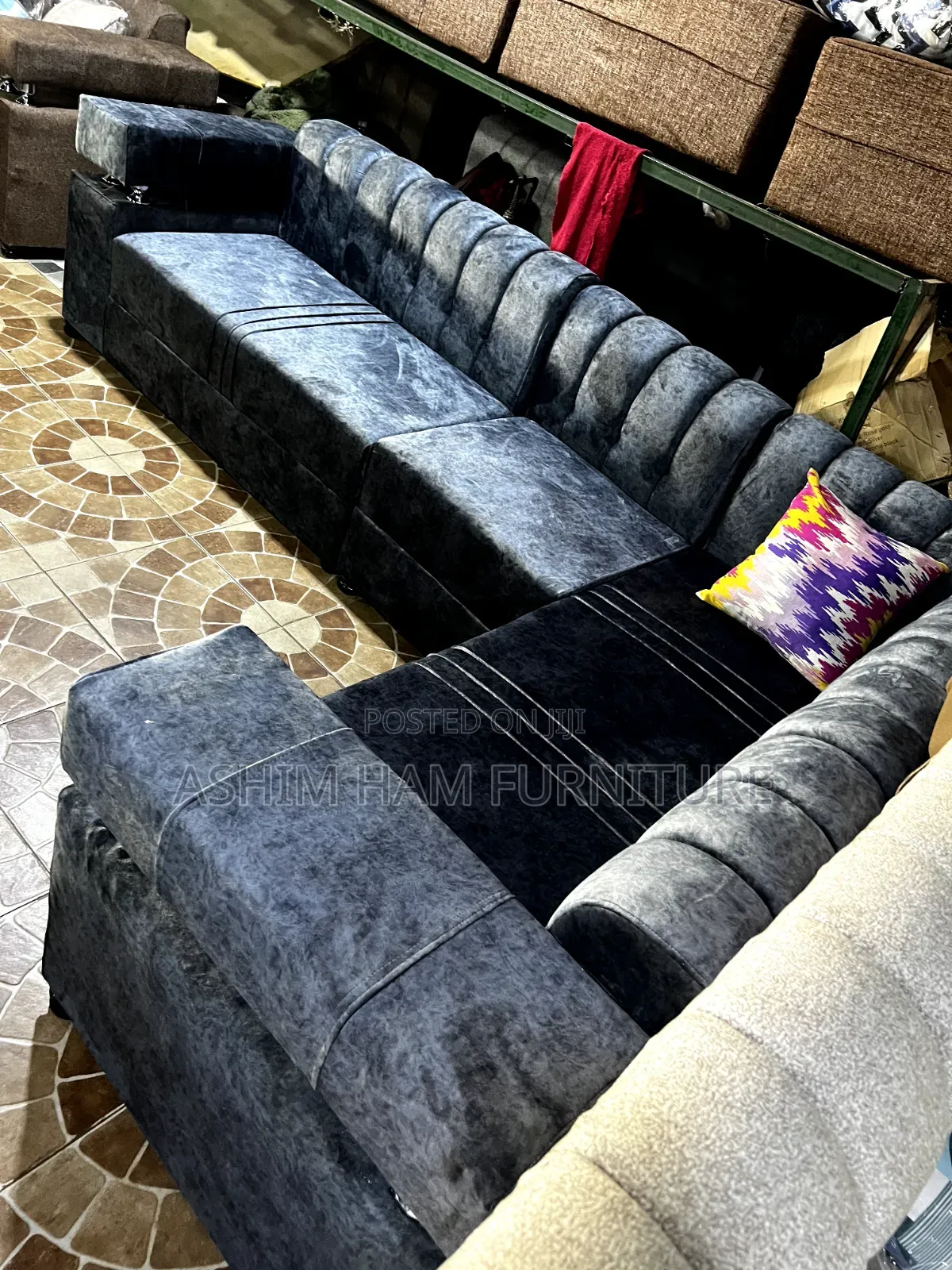 6 Seater Grey Colored L Sofa