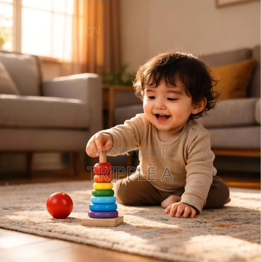 Wooden Stackable Rainbow Ring Tower