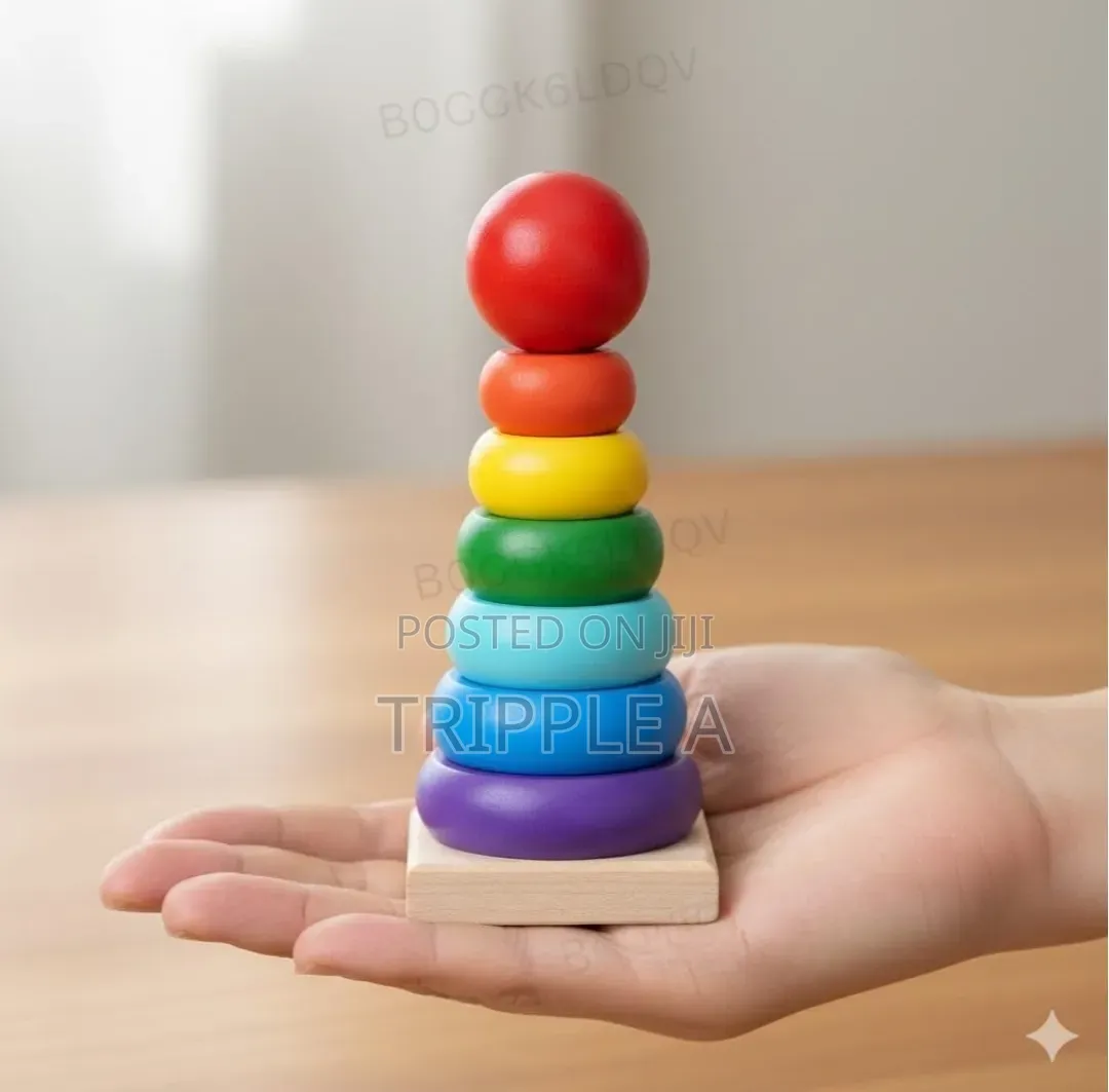 Wooden Stackable Rainbow Ring Tower