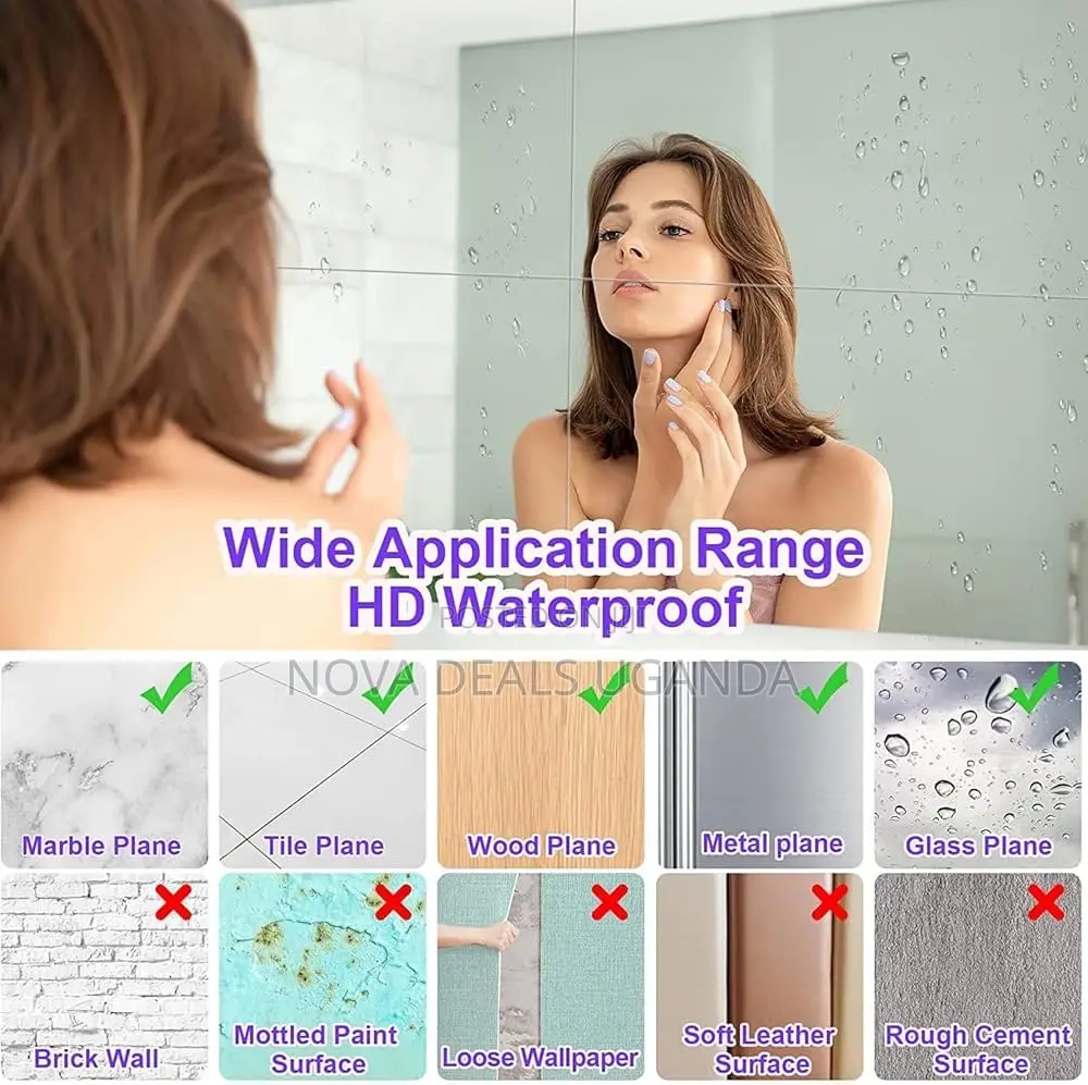 Self Adhesive Mirror Tiles Stick on Wall Removable Mirror Stickers