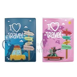 2 Cartoon Map Passport Cover Couple Travel Passport Holder