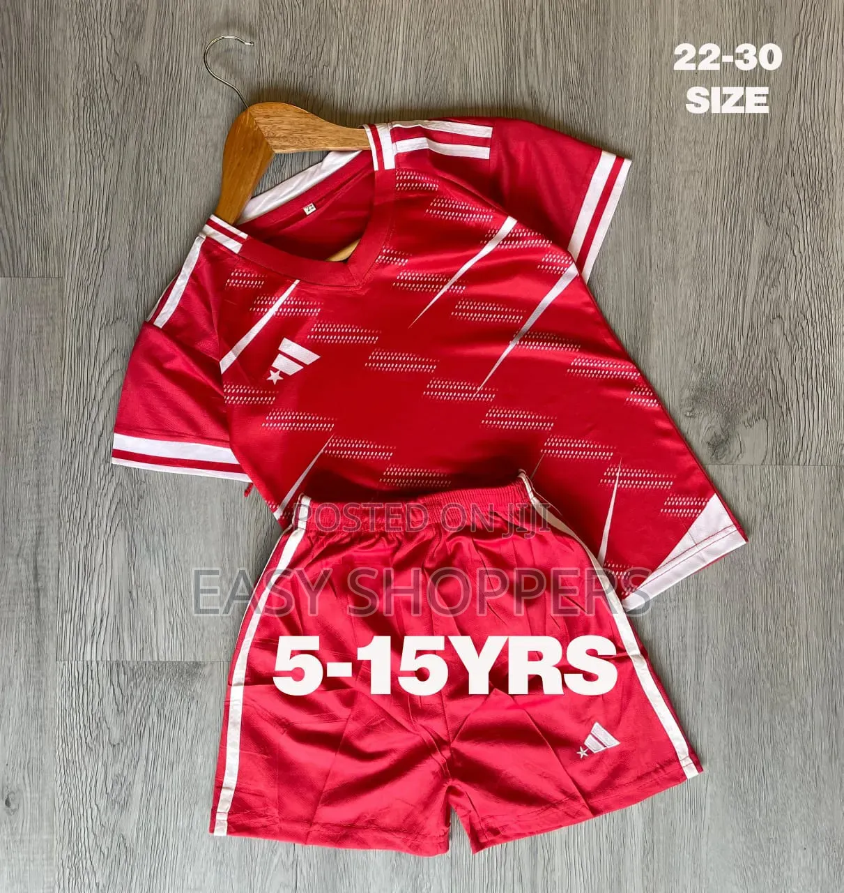 Vibrant Red Kids' Athletic Jersey Shorts Set