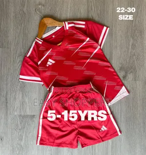 Vibrant Red Kids' Athletic Jersey Shorts Set