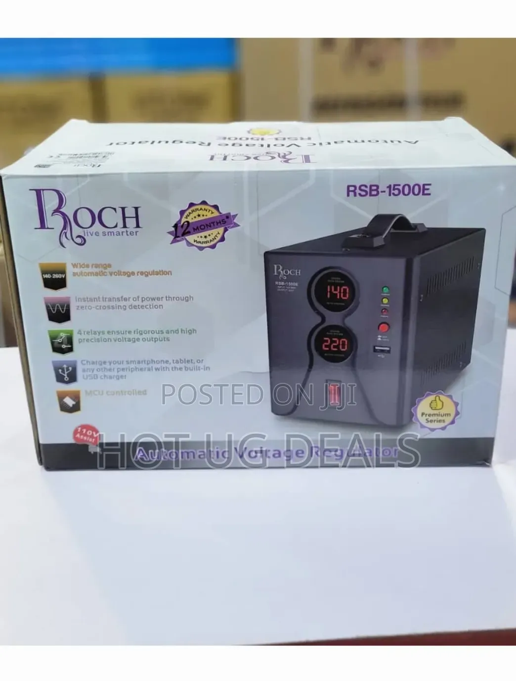 Roch RSB-1500e Automatic Voltage Regulator 1500w - Black