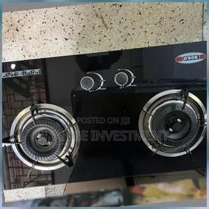 Boko Brand Gas Job With a Sleek Black Glass Top and Two Burners.