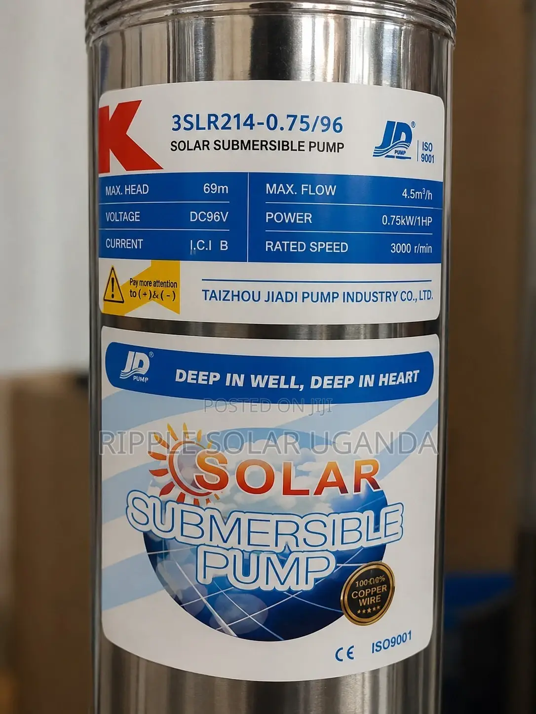 Solar Water Pump 750w 69m Head Deep Well Borehole 4500l/H 96v