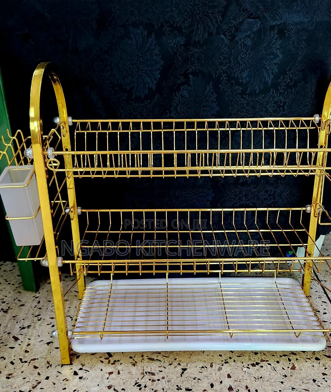 3- Tier Golden Dish Racker