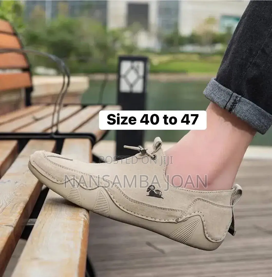 Men's Suede Loafers -Cream