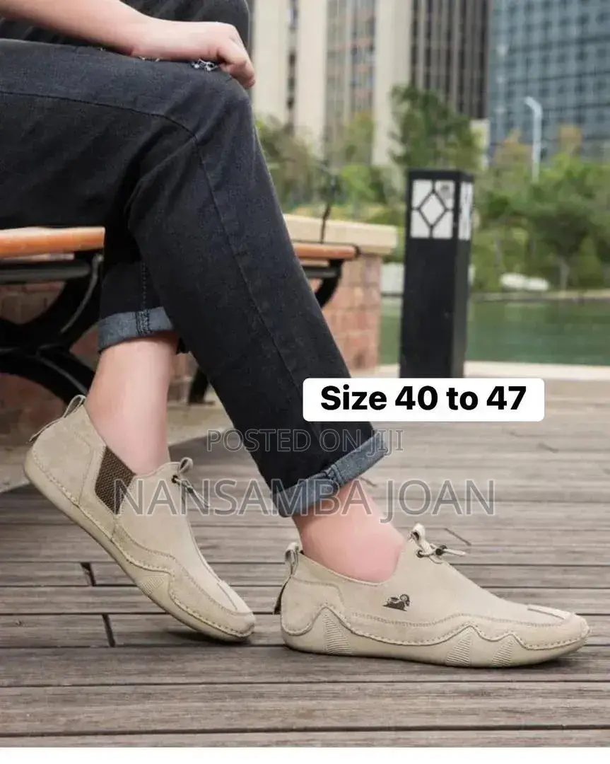 Men's Suede Loafers -Cream