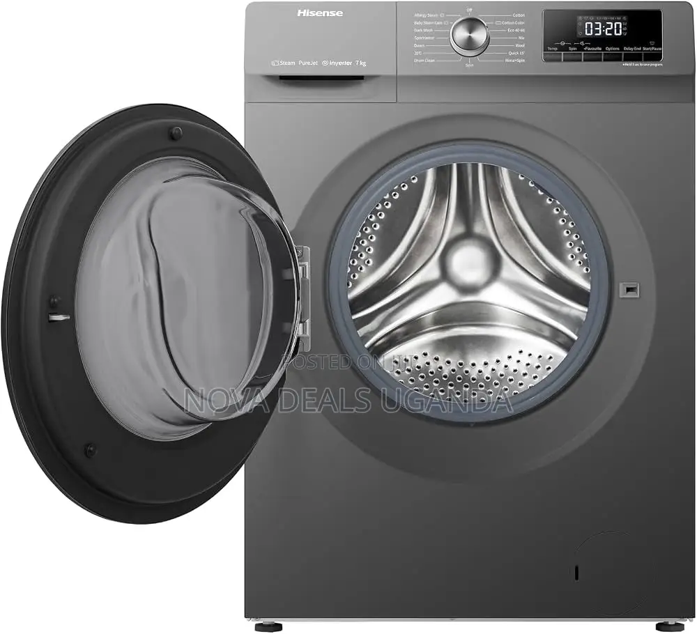 Hisense 7kg Front Load Automatic Washing Machine, Titanium Gray