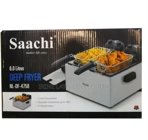 Saachi Nl-Df-4758 6.0-Liter Double-Tank Electric Deep Fryer.