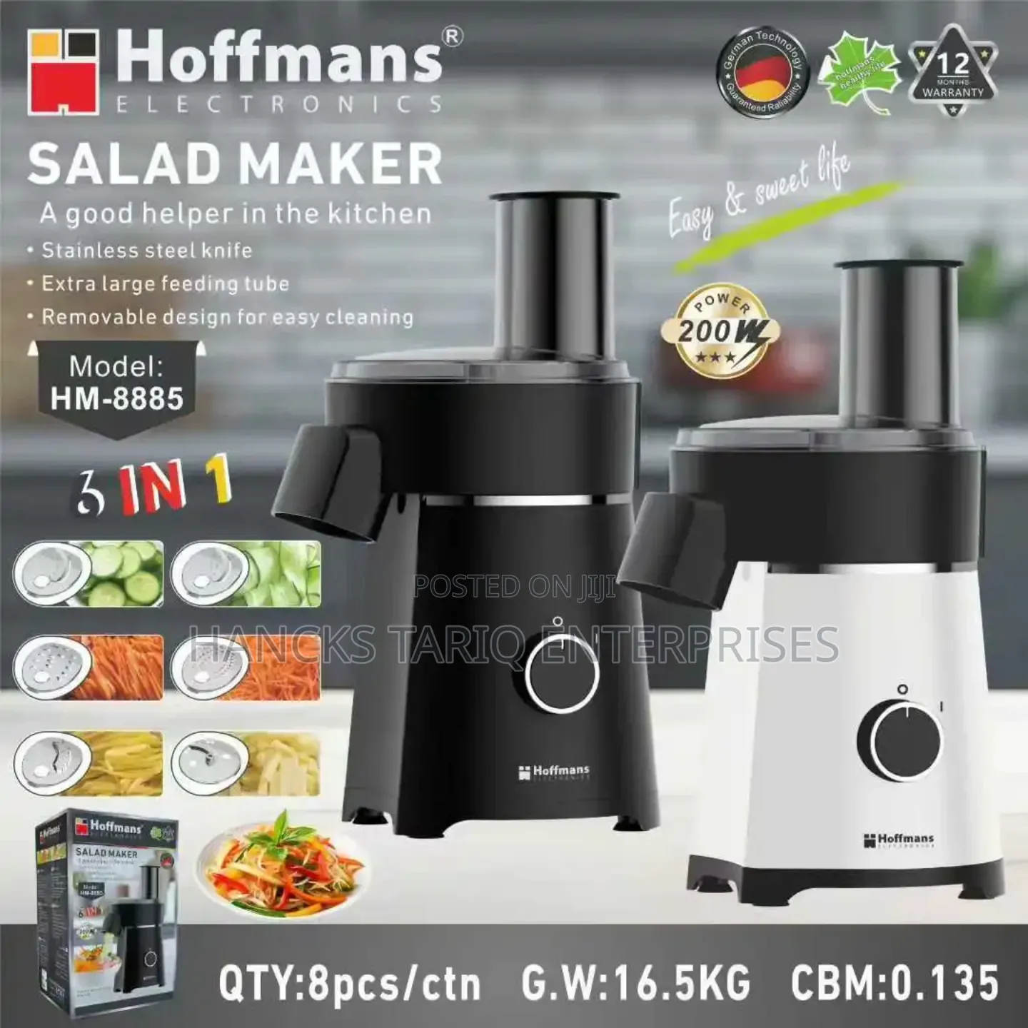 Hoffmans Electric Salad Maker – Multi-Blade Food Processor