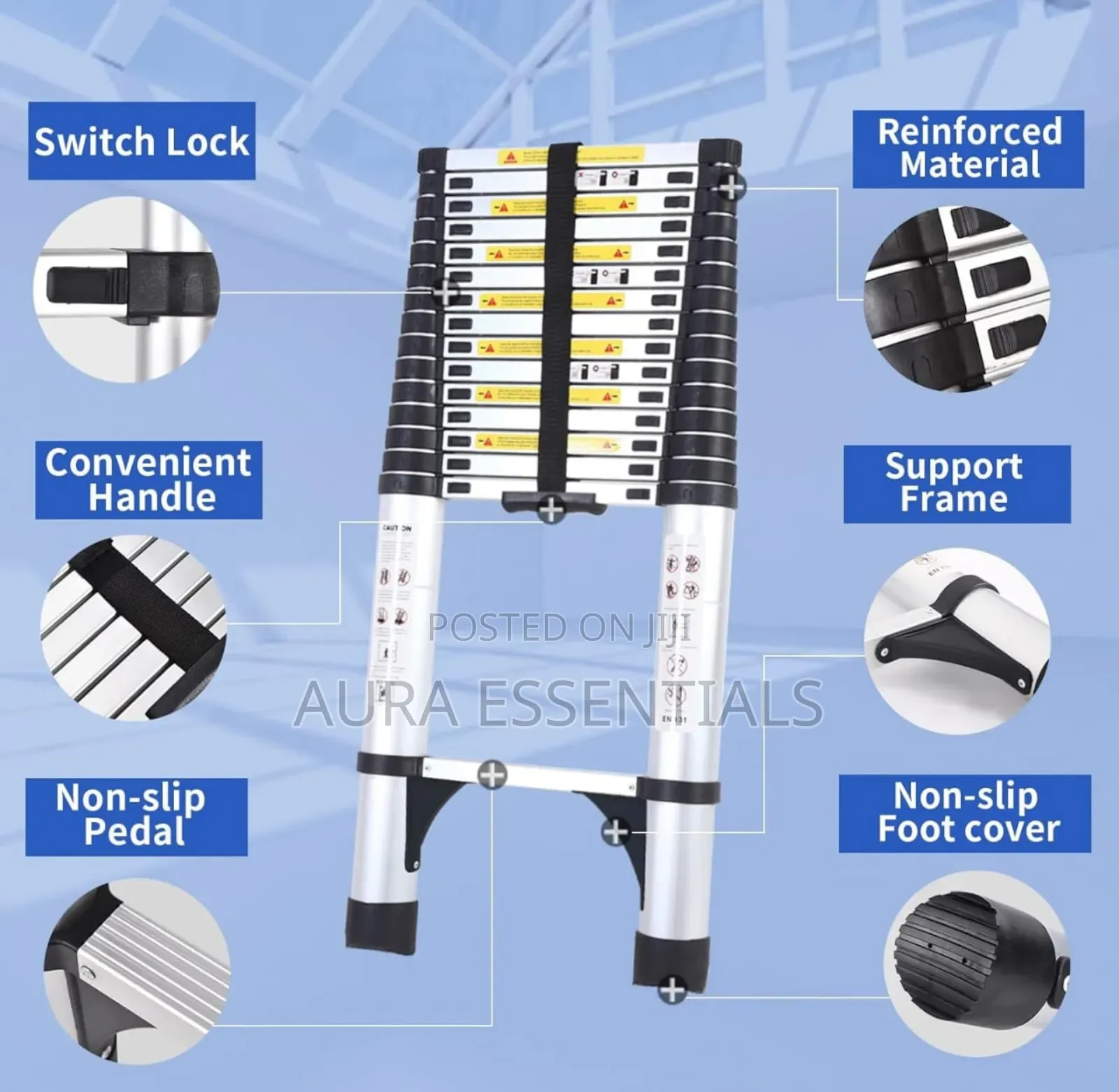 3.8m Aluminum Telescoping Extension Ladder