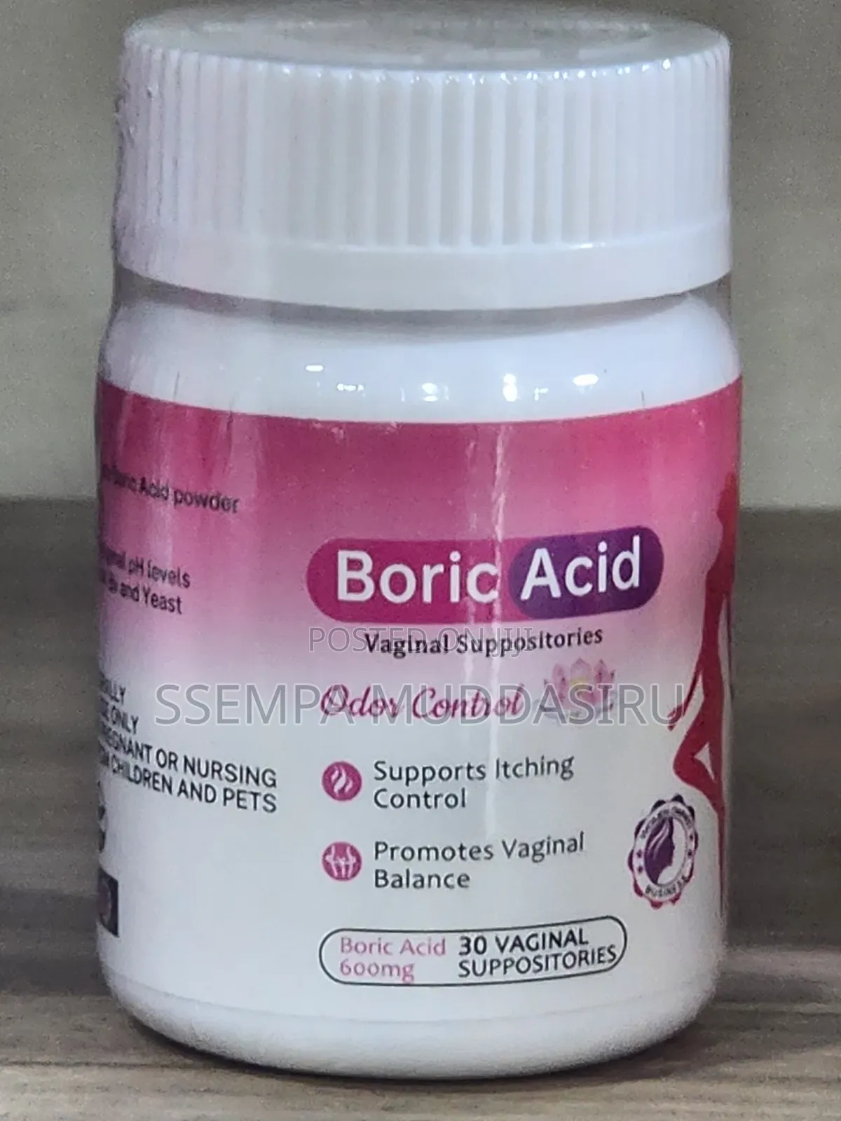 Boric Acid,30 Vaginal Suppositories, 600mg,Dietry Supplement