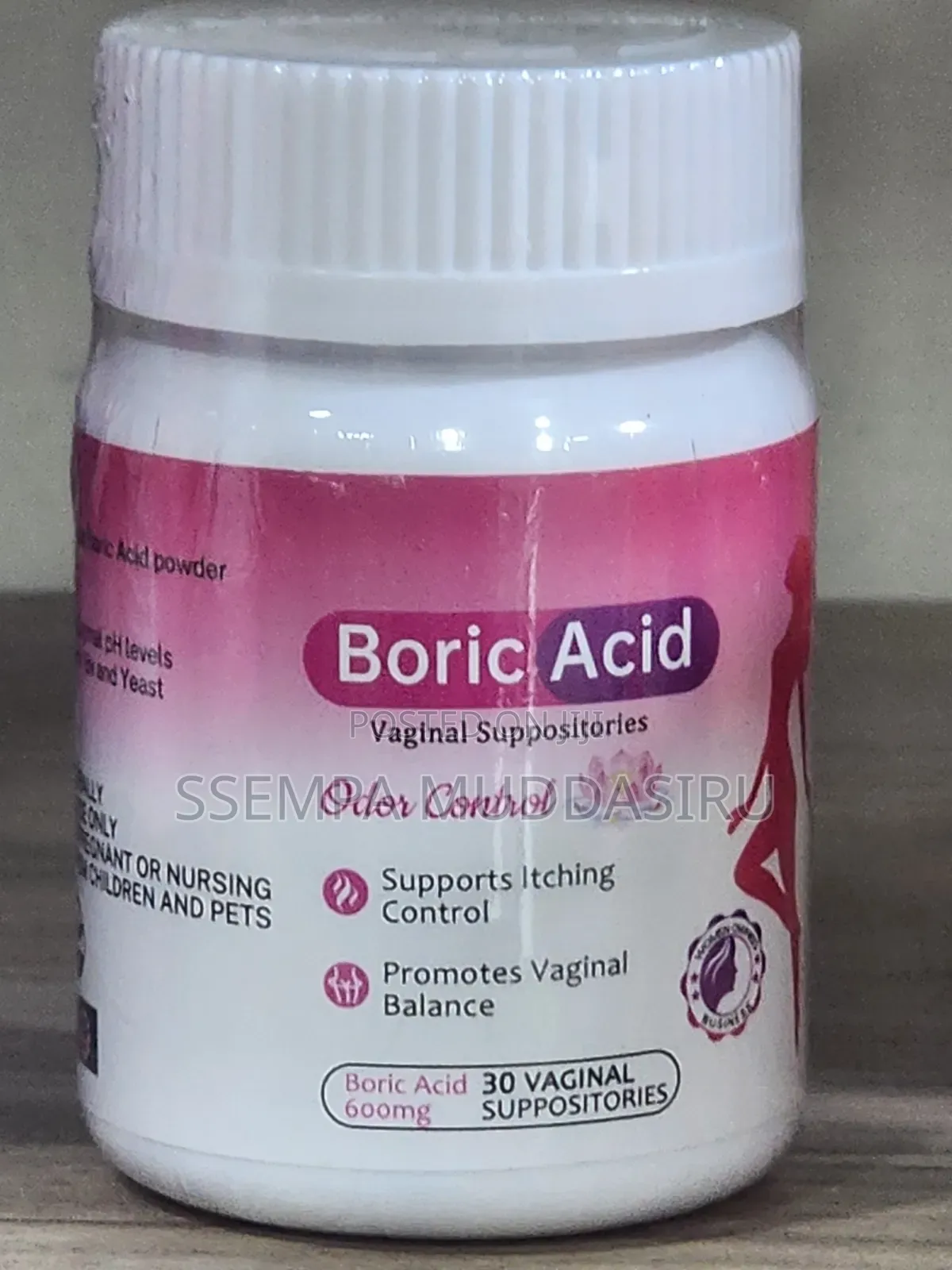 Boric Acid,30 Vaginal Suppositories, 600mg,Dietry Supplement
