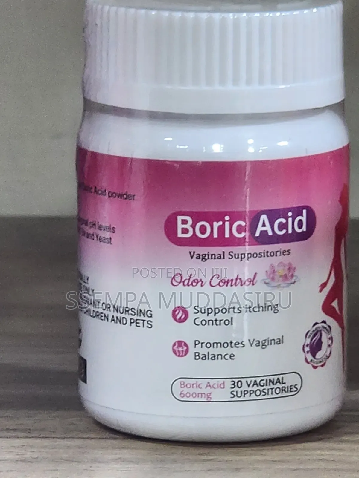 Boric Acid,30 Vaginal Suppositories, 600mg,Dietry Supplement