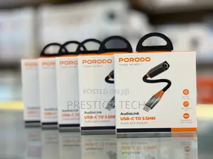 Porodo Audio Link Usb-c To 3.5mm Audio Jack Adapter (Type C To Aux)