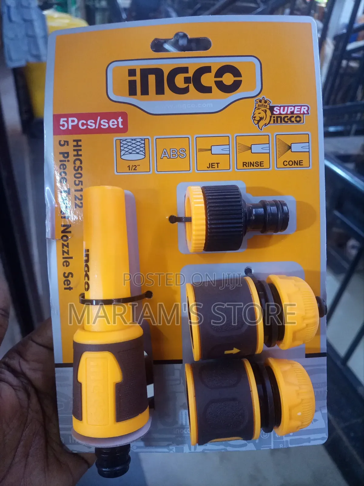 Ingco Hhcs05122 5-piece Twist Nozzle Set Designed For Garden Hoses.