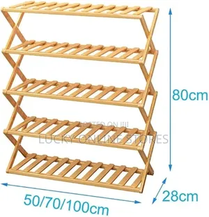 5 Tier Bamboo Foldable Shoe Rack