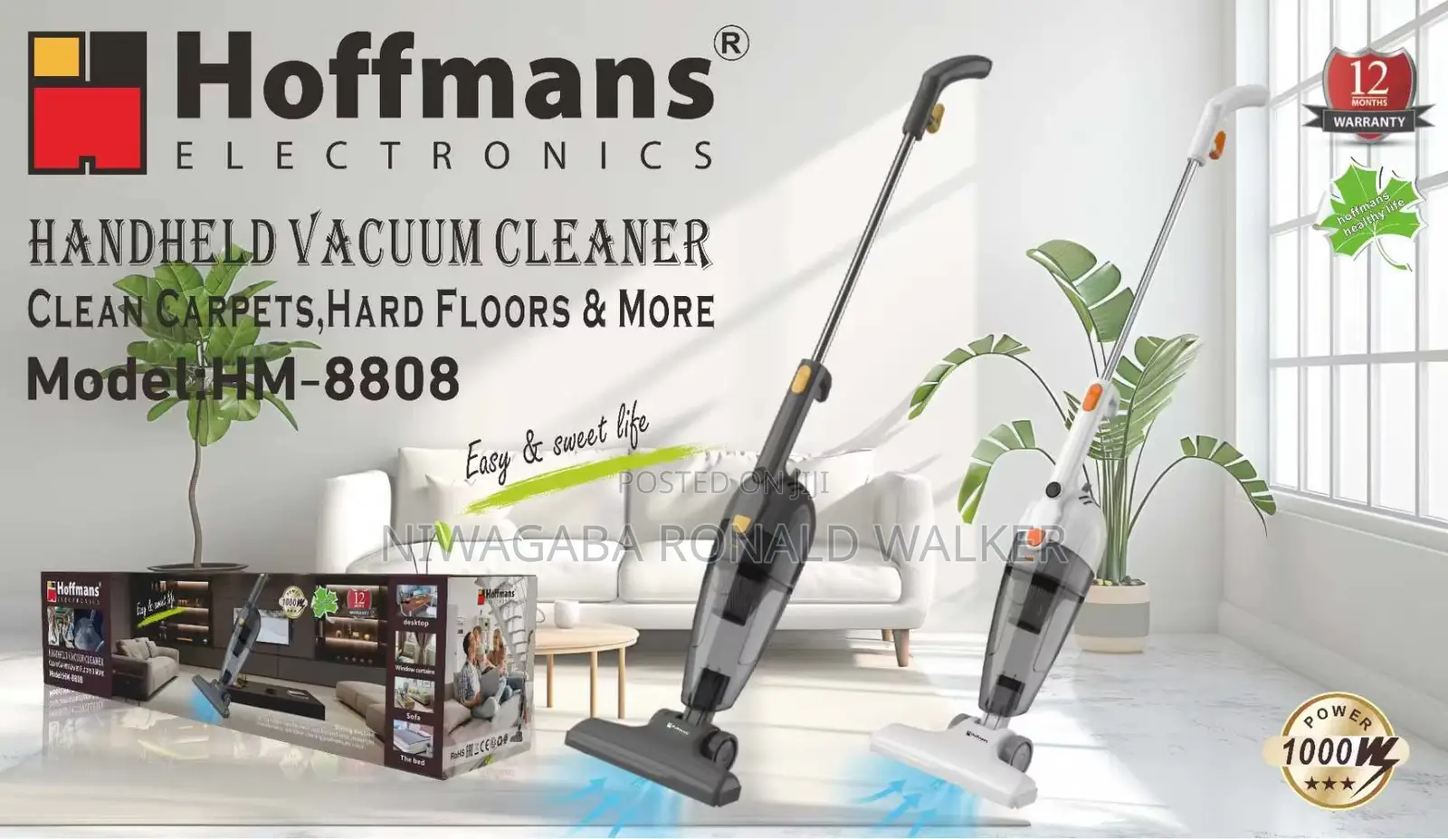 Hoffmans Electronics Handheld Vacuum Cleaner, Model Hm-8808.