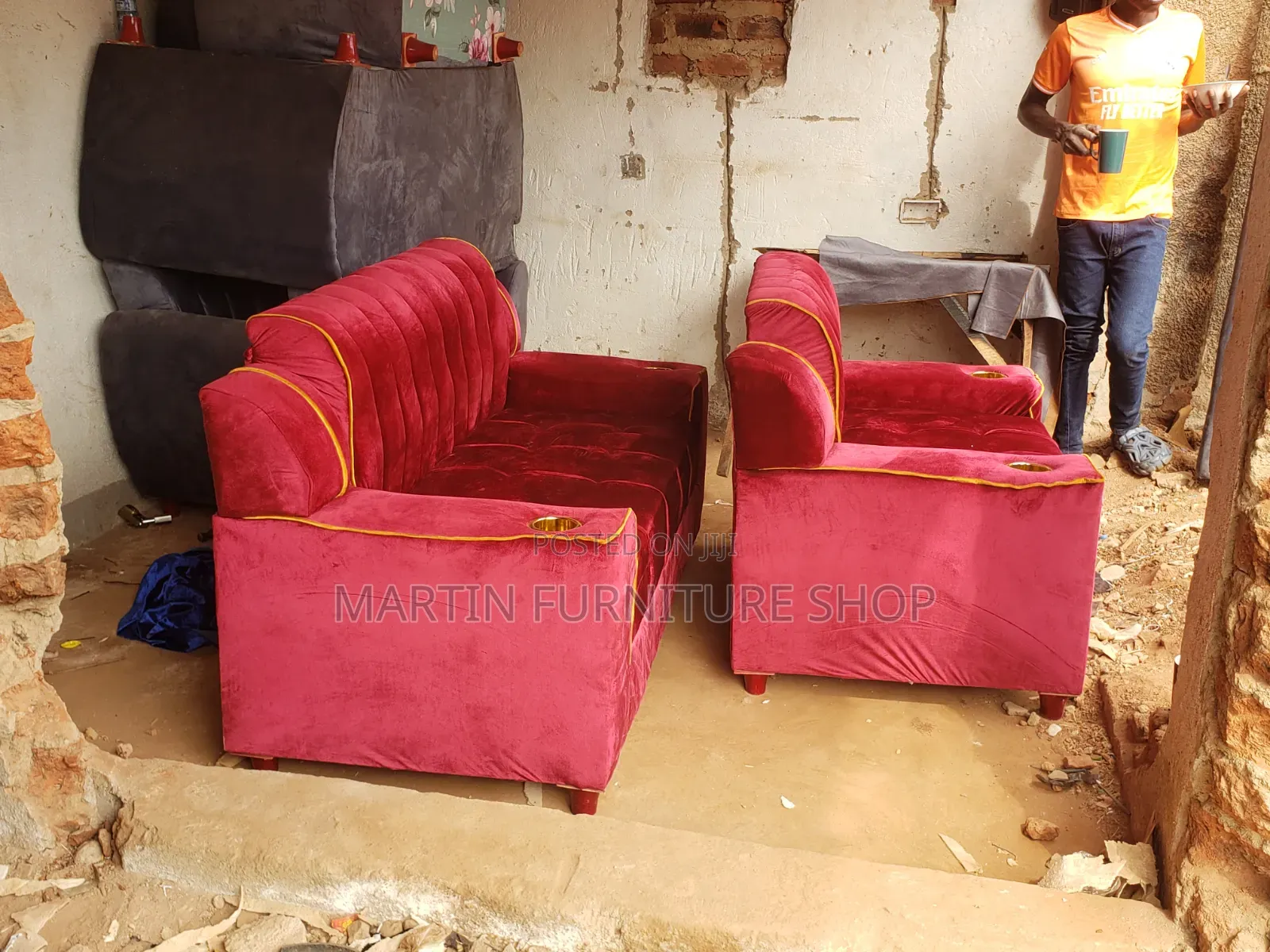 Six Seater Sofa Set With 4 Bottle Holders for Resting Your Drinks