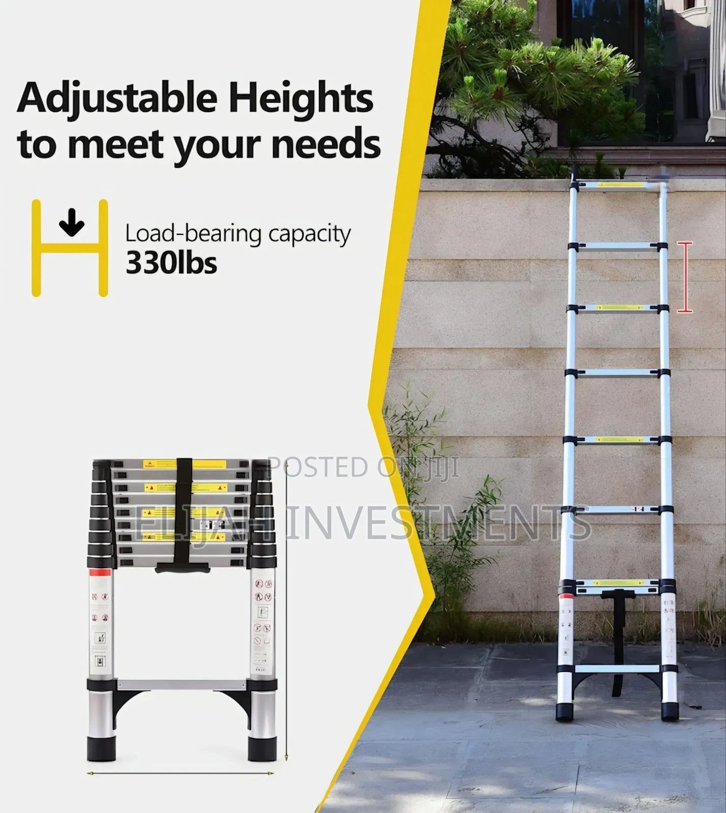 2.6m Heavy-Duty Portable Aluminum Telescopic Ladder