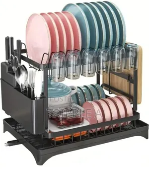 Lucario Dish Drying Stand With Drainer 2 Tiers