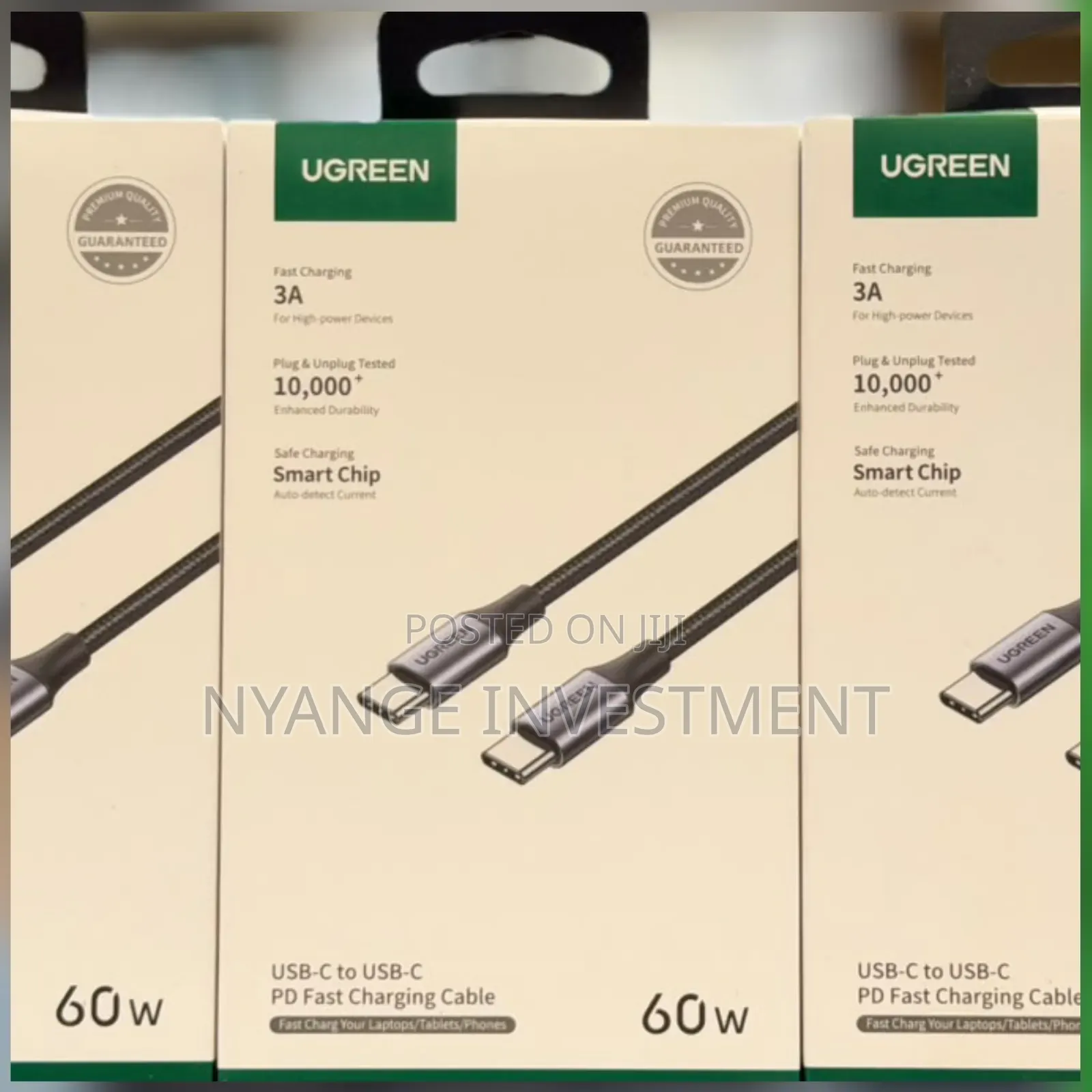 Ugreen Usb-C to Usb-C Cables Designed for Fast Charging at 60w.