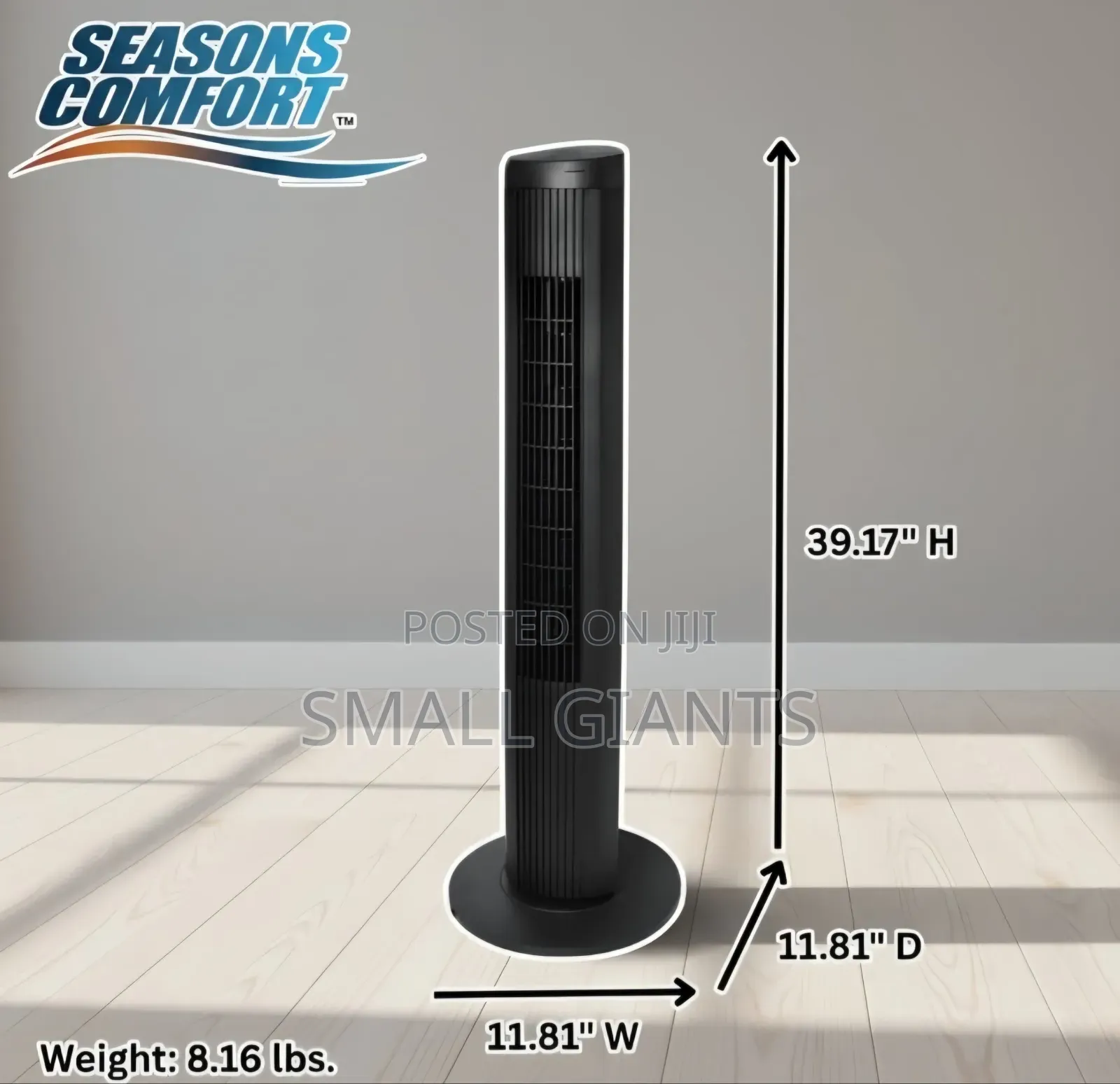 29-Inch Digiwave Branded Black Tower Fan.