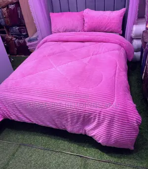 Stripped Coral Duvet Hot Pink