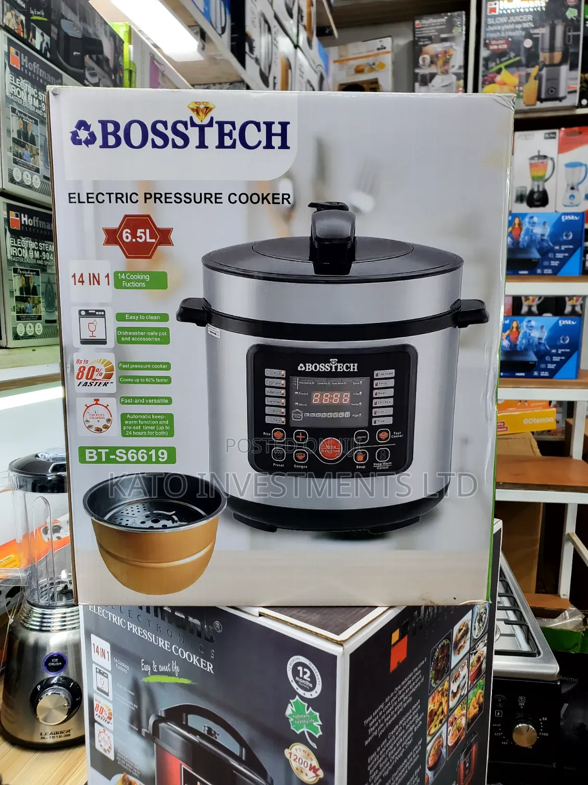 Bosstech 6.5l Pressure Cooker With Steamer