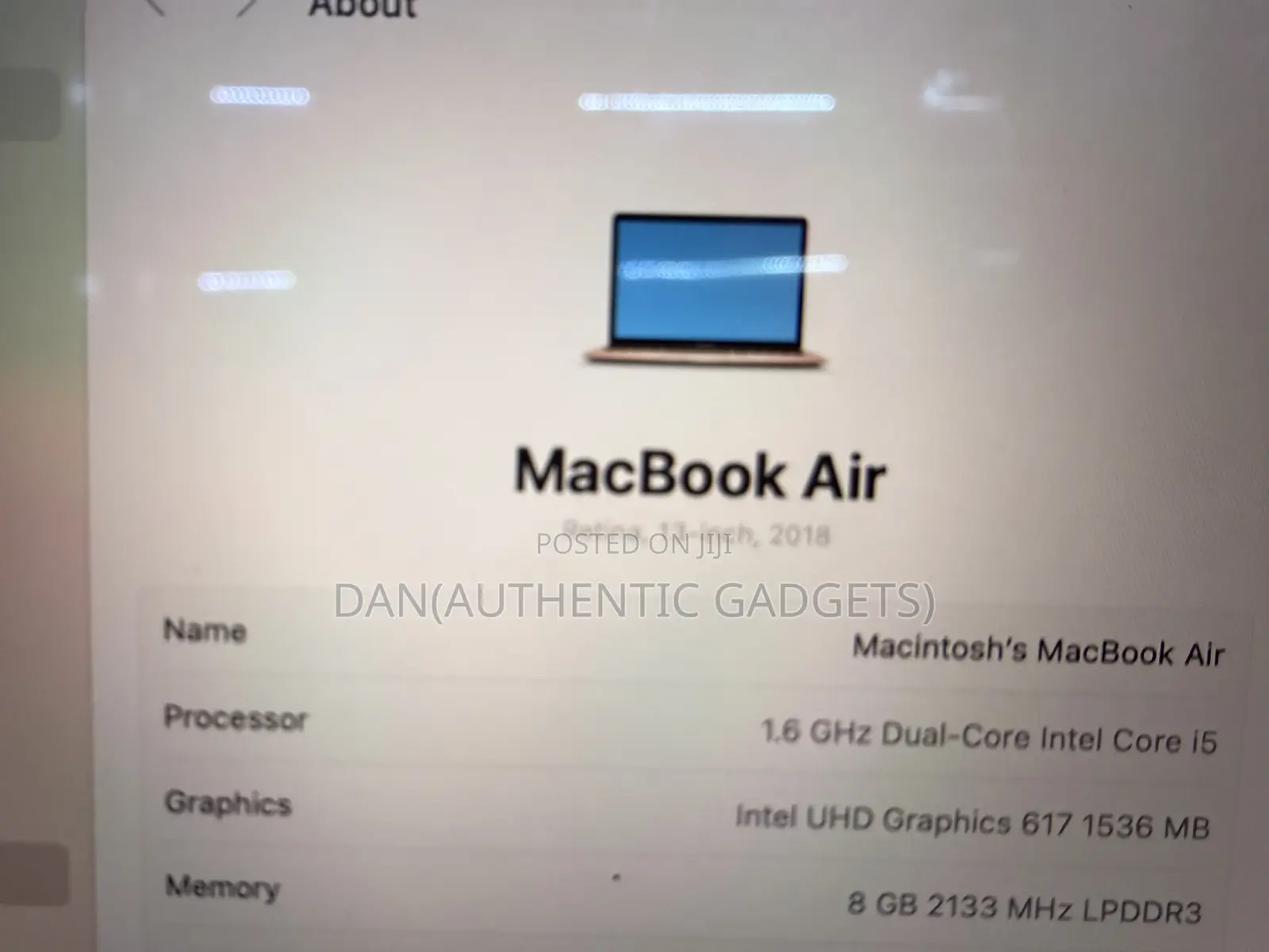 Laptop Apple MacBook Air 8GB Intel Core i5 SSD 128GB