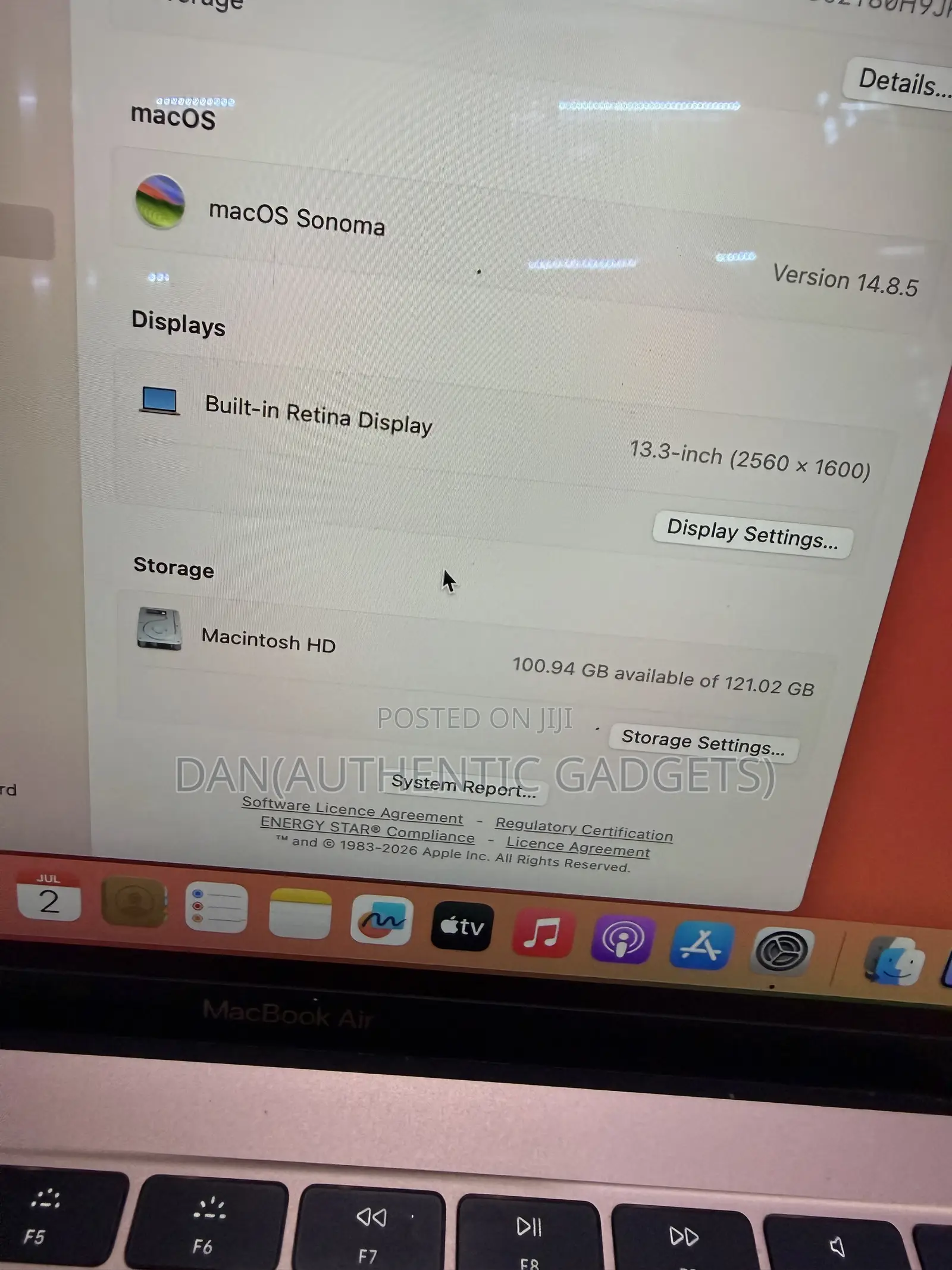 Laptop Apple MacBook Air 8GB Intel Core i5 SSD 128GB