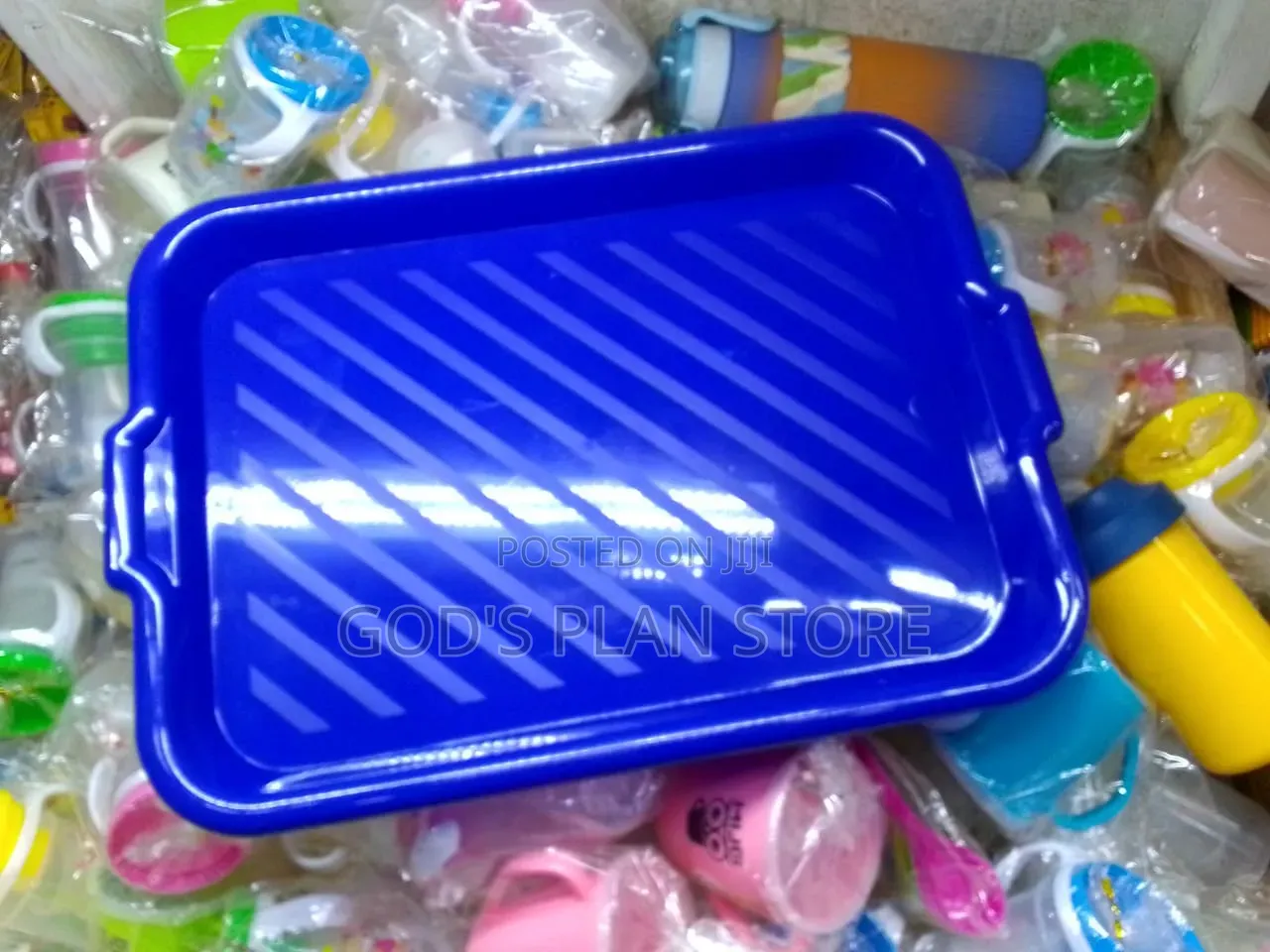 Anti Slip Blue Plastic Serving Plastic Serving Trays 12pcs